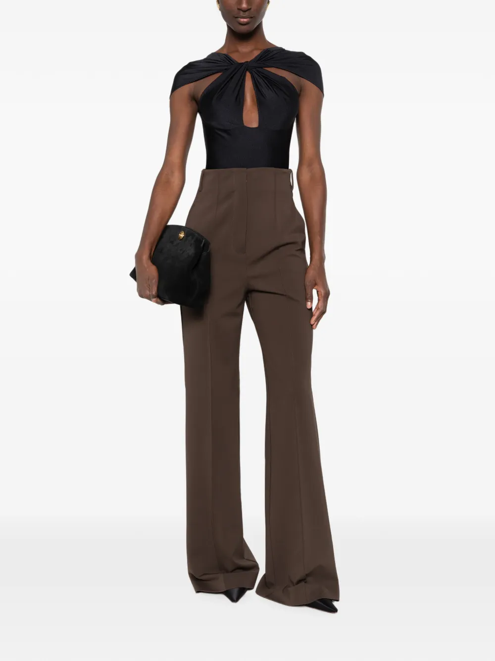 Sportmax Volonta high-waist broek met wijde pijpen Bruin