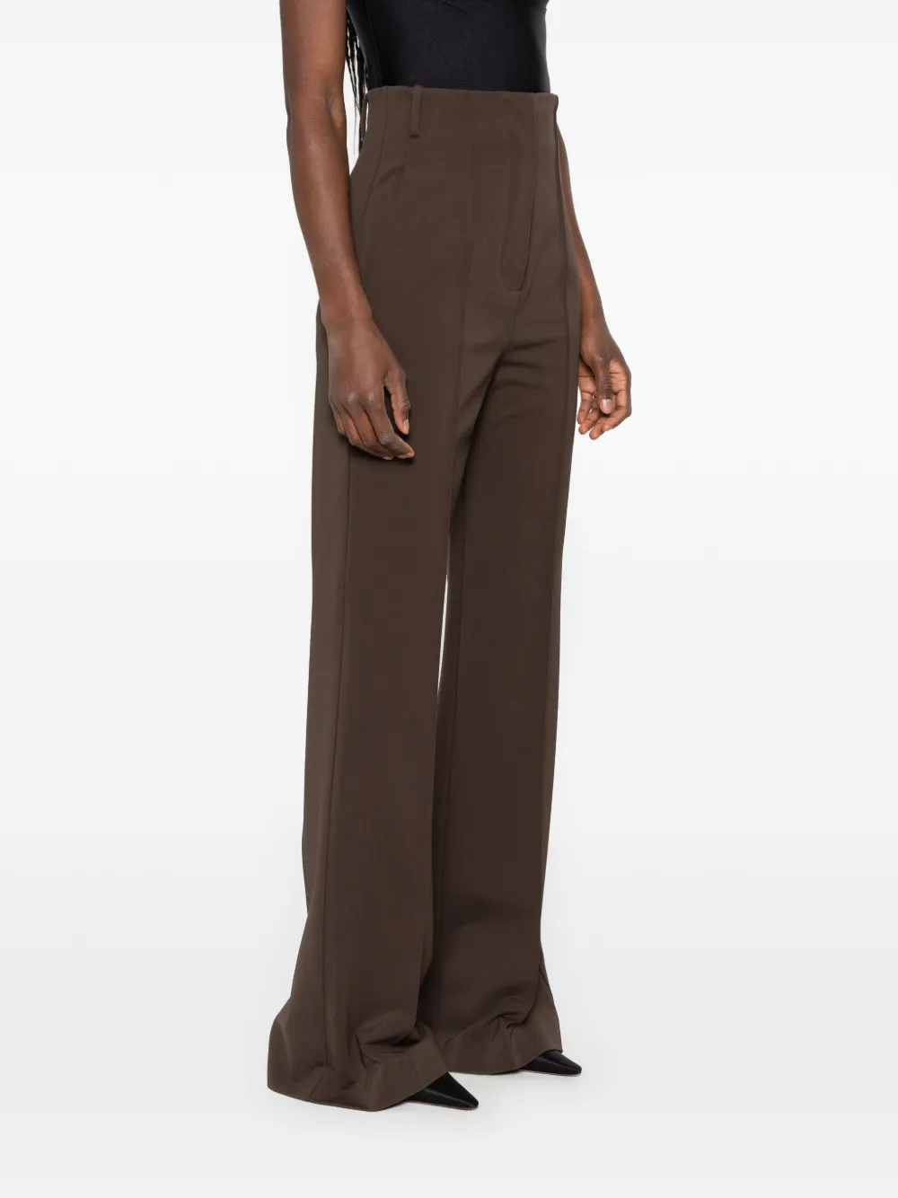 Sportmax Volonta High-waisted Wide-leg Trousers in Brown, view 3