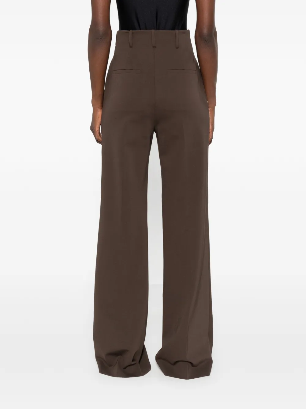 Sportmax Volonta High-waisted Wide-leg Trousers in Brown, view 4