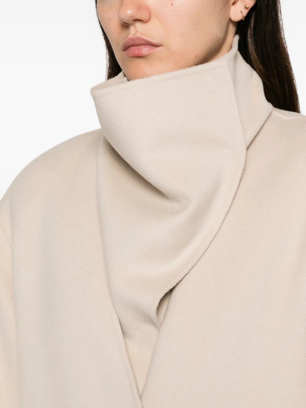 Sportmax Jas met asymmetrische gedrapeerde kraag Beige