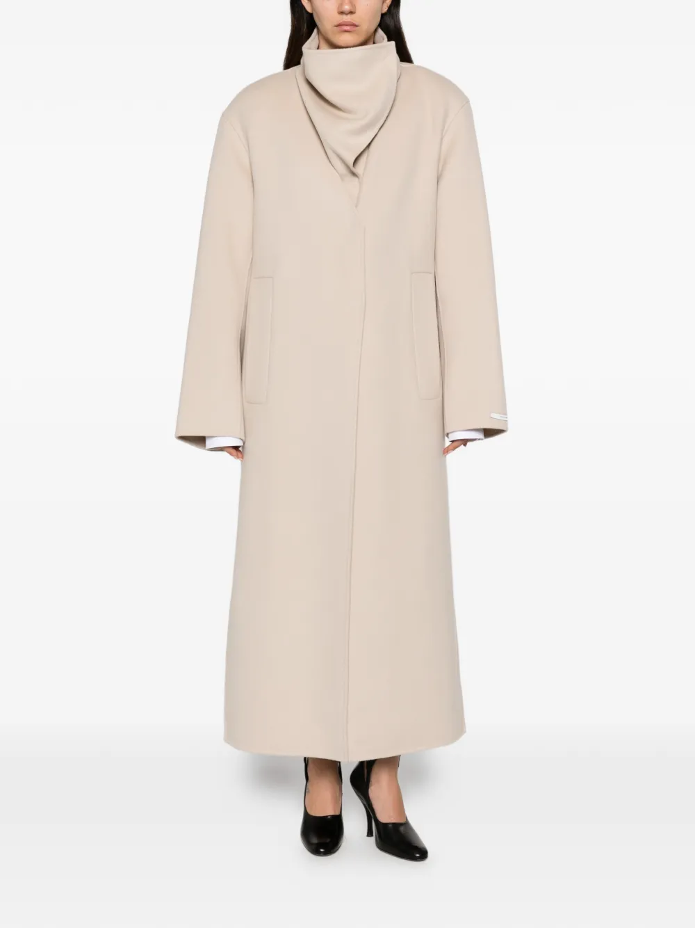 Sportmax Jas met asymmetrische gedrapeerde kraag Beige