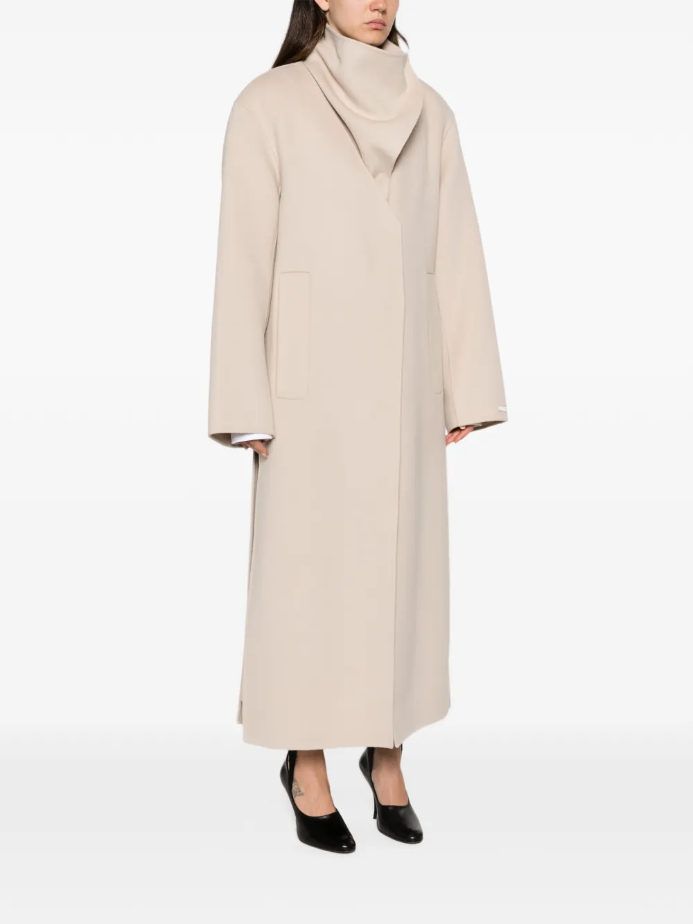 Sportmax Jas met asymmetrische gedrapeerde kraag Beige