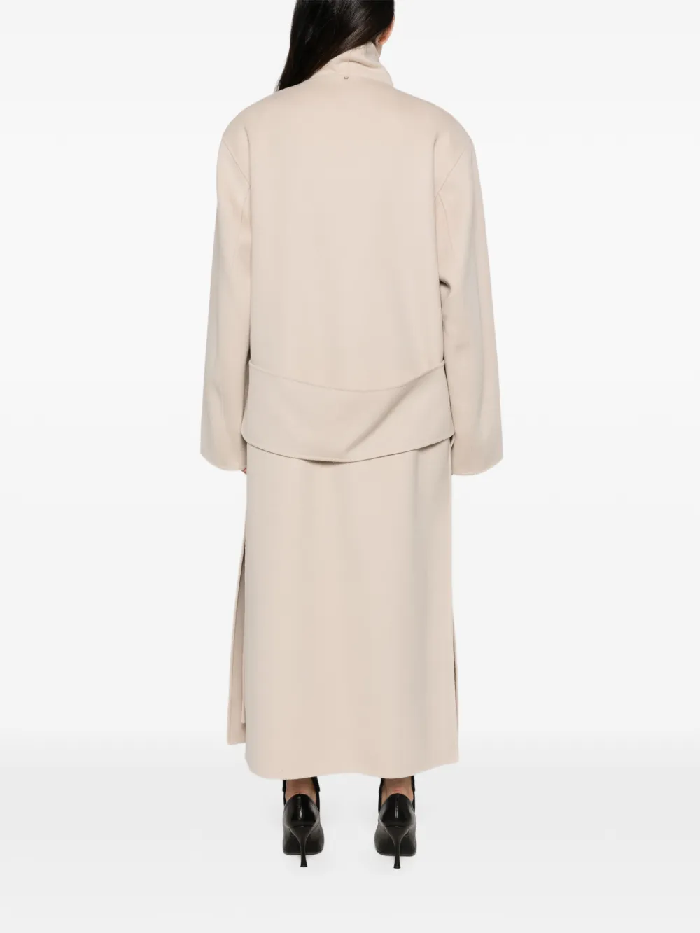Sportmax Jas met asymmetrische gedrapeerde kraag Beige