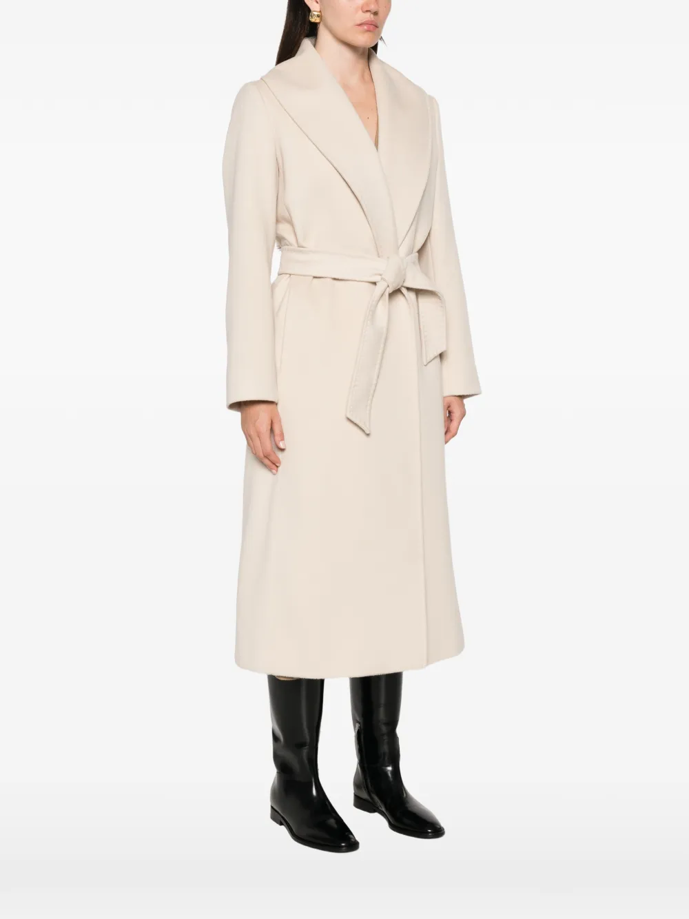 Max Mara belted virgin wool coat Beige