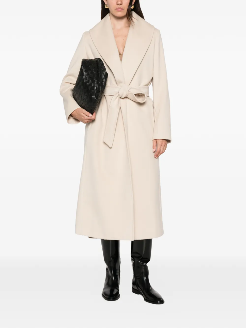 Max Mara belted virgin wool coat Beige