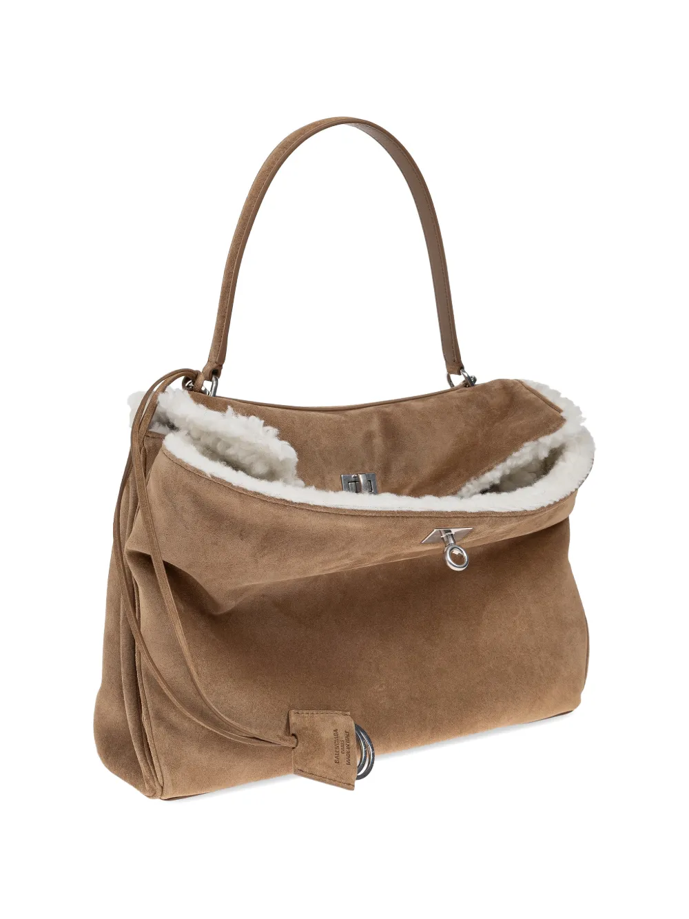Balenciaga Medium Rodeo suède shopper met lammy afwerking Beige