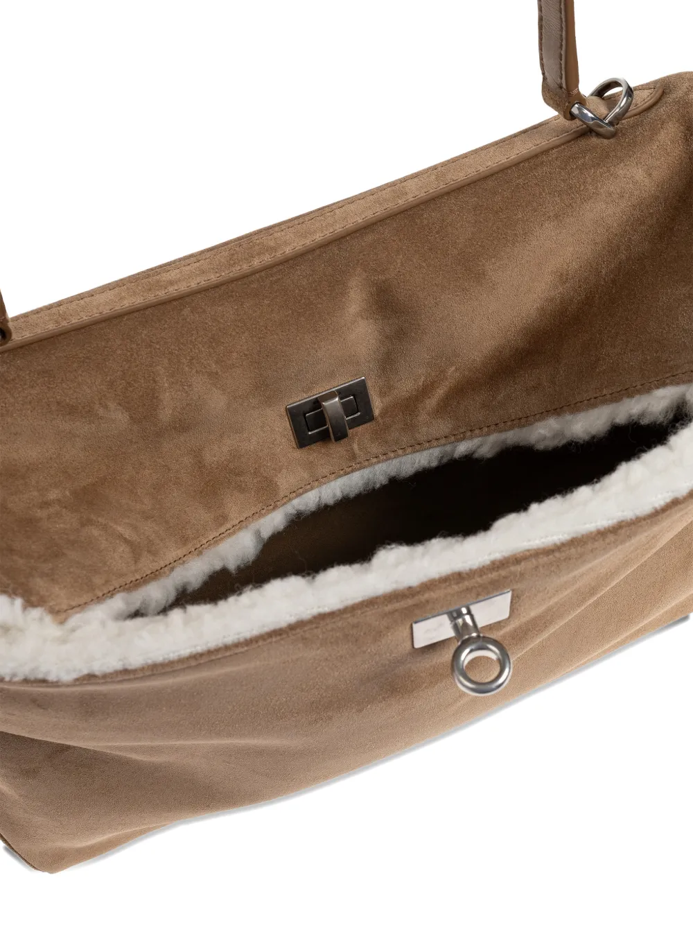 Balenciaga Medium Rodeo suède shopper met lammy afwerking Beige