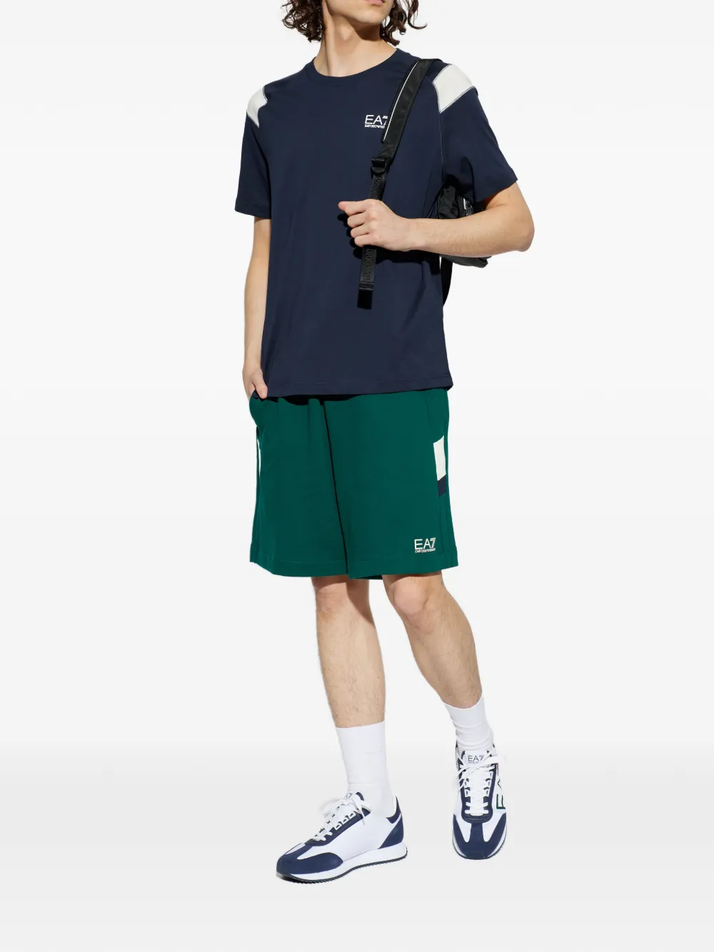 Ea7 Emporio Armani T-shirt met logoprint Blauw