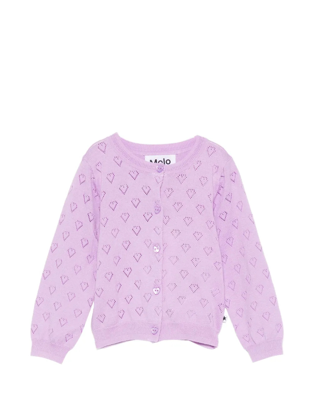 Molo Getrud pointelle-knit heart-button cardigan - Viola