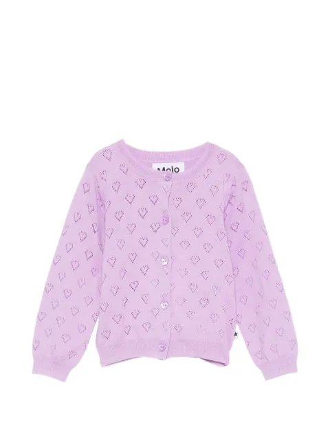 Molo Getrud pointelle-knit heart-button cardigan