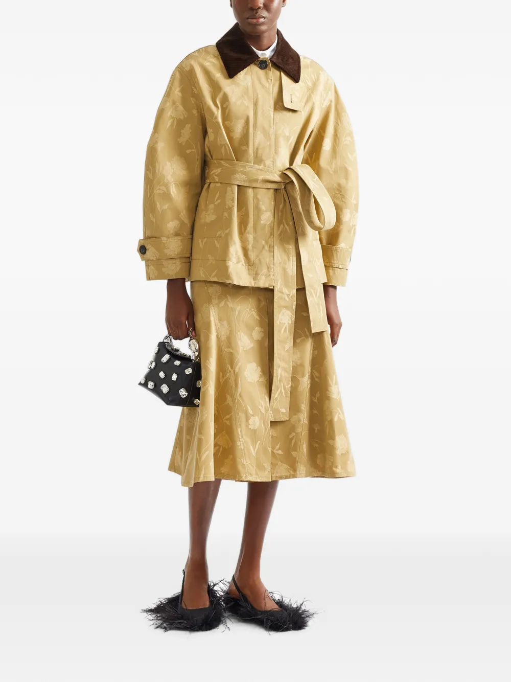 ERDEM Oversized jack met poppy-jacquard Beige