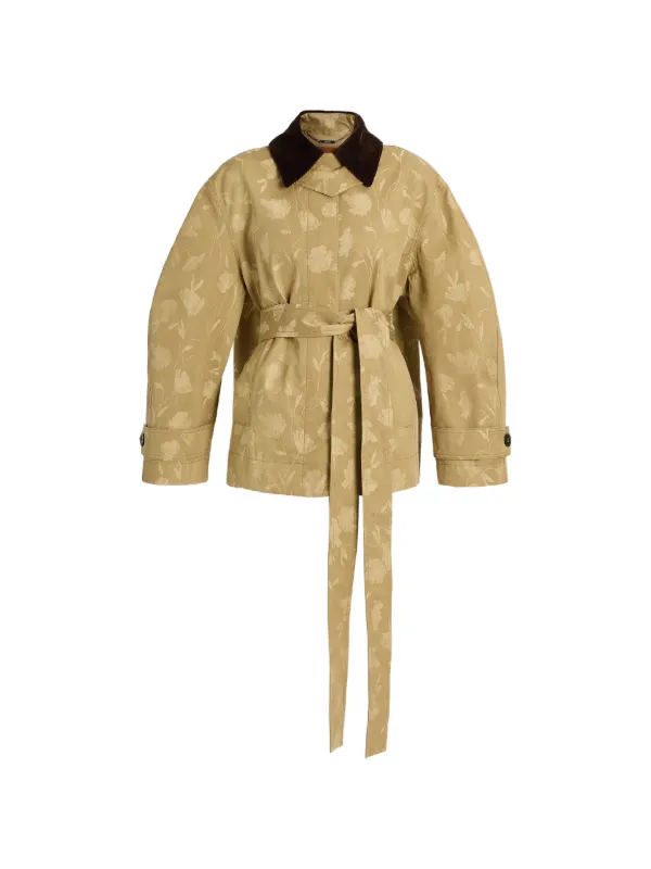 Erdem Poppy Jacquard Oversized Jacket in Neutrals