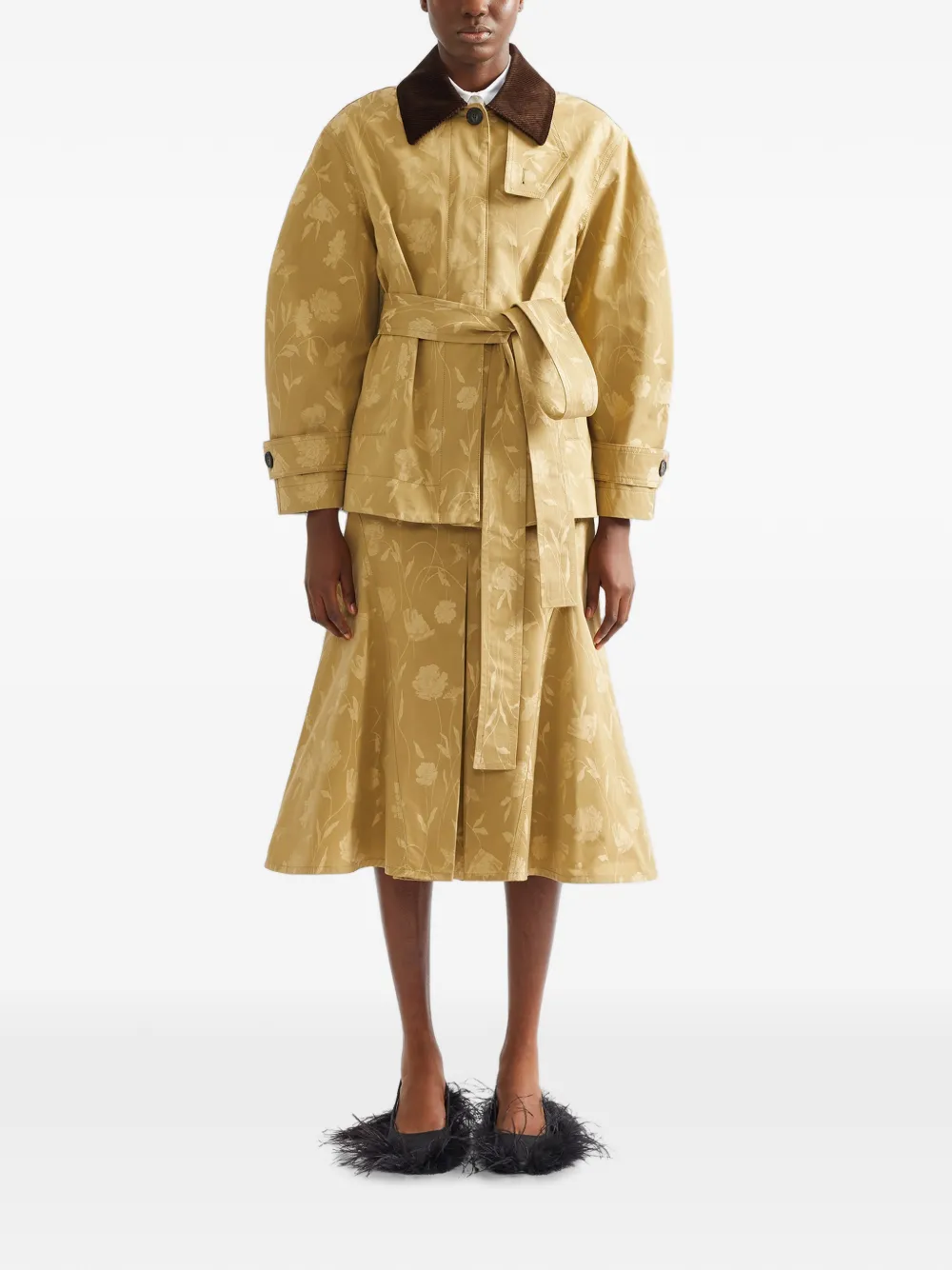 ERDEM Oversized jack met poppy-jacquard Beige