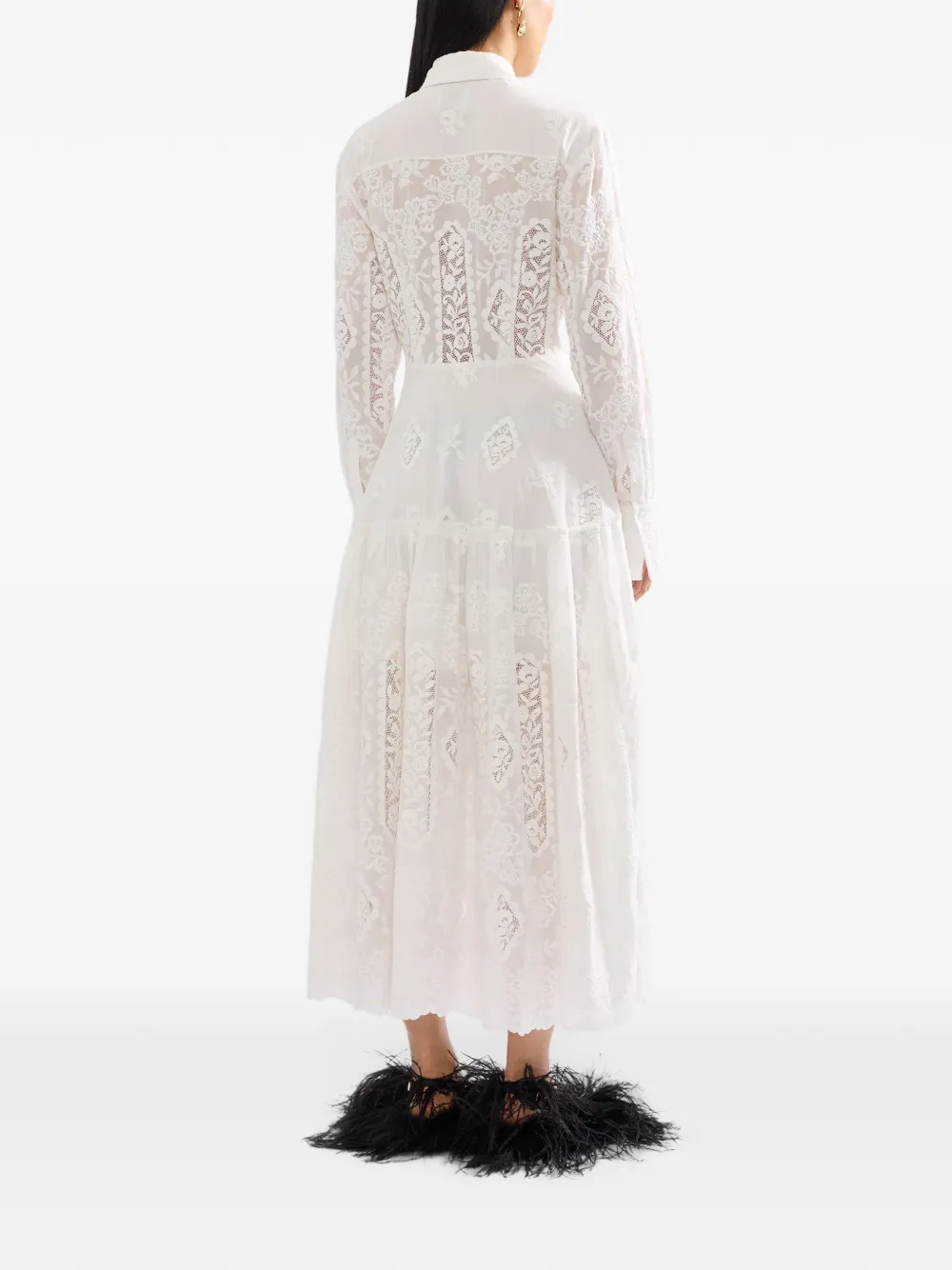 ERDEM embroidered midi shirt dress Wit