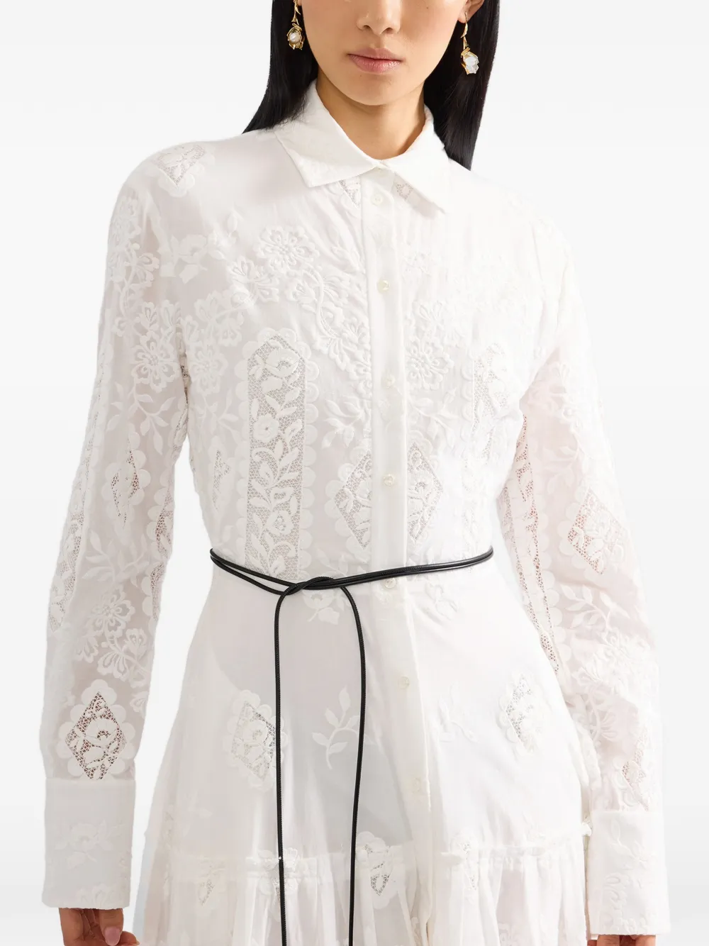 ERDEM embroidered midi shirt dress Wit