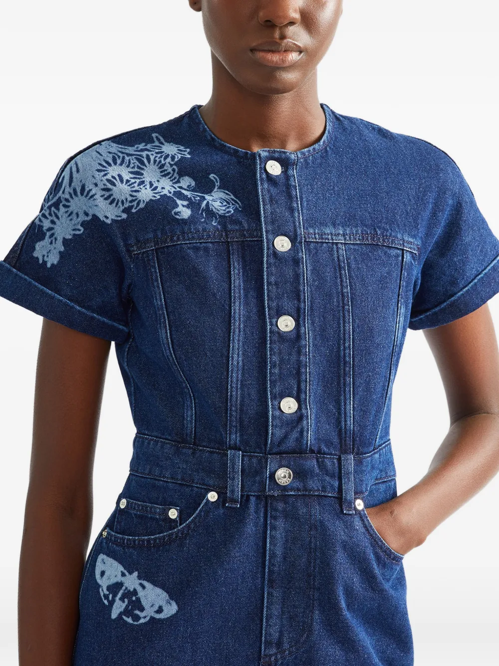 ERDEM floral-print short-sleeve midi dress Blauw