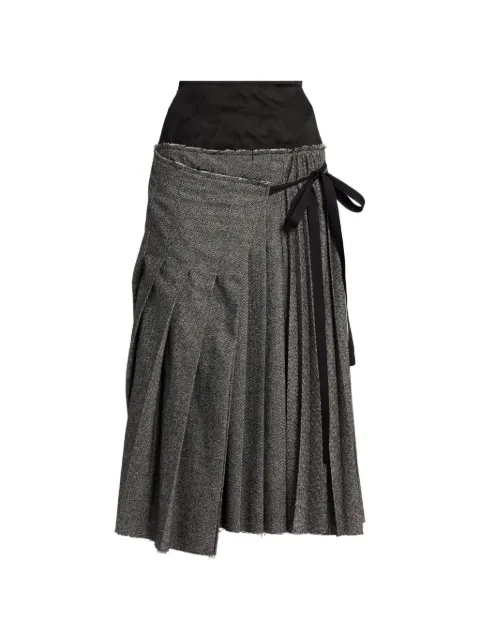 ERDEM embroidered herringbone pleated skirt