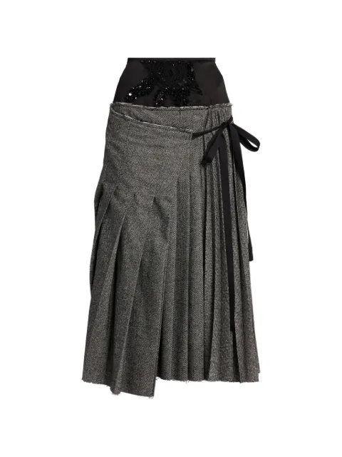 ERDEM embroidered herringbone pleated skirt