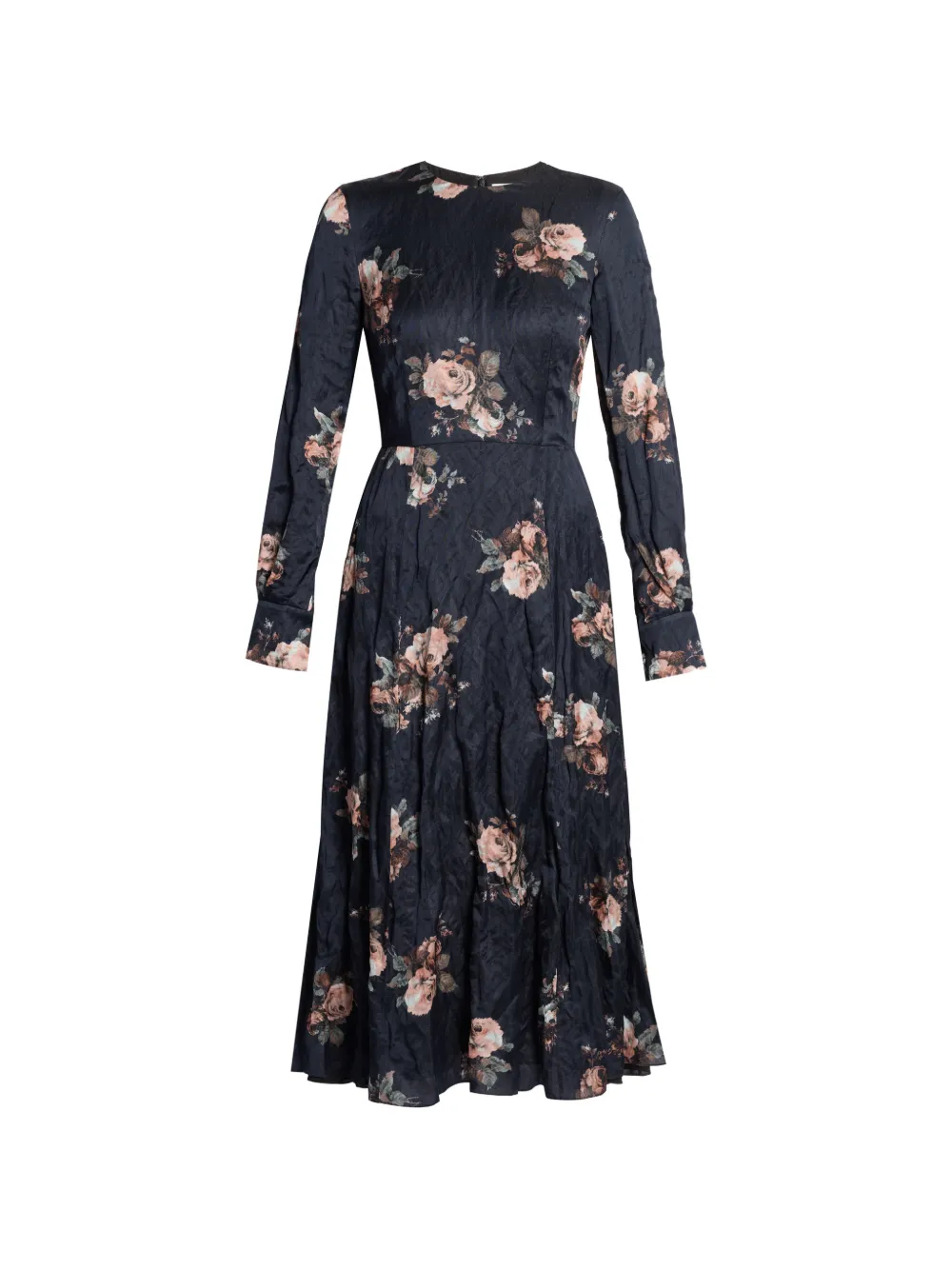 ERDEM floral-pattern textured midi dress Zwart