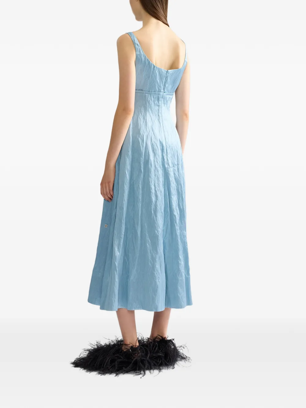 ERDEM embroidered textured midi dress Blauw