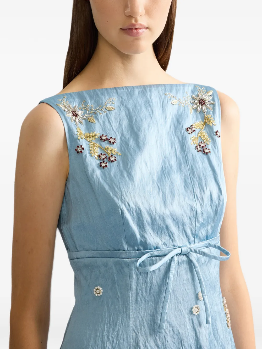ERDEM embroidered textured midi dress Blauw