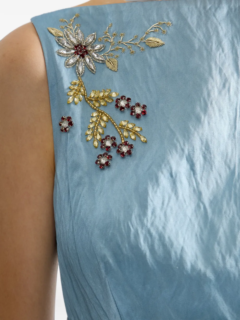 ERDEM embroidered textured midi dress Blauw