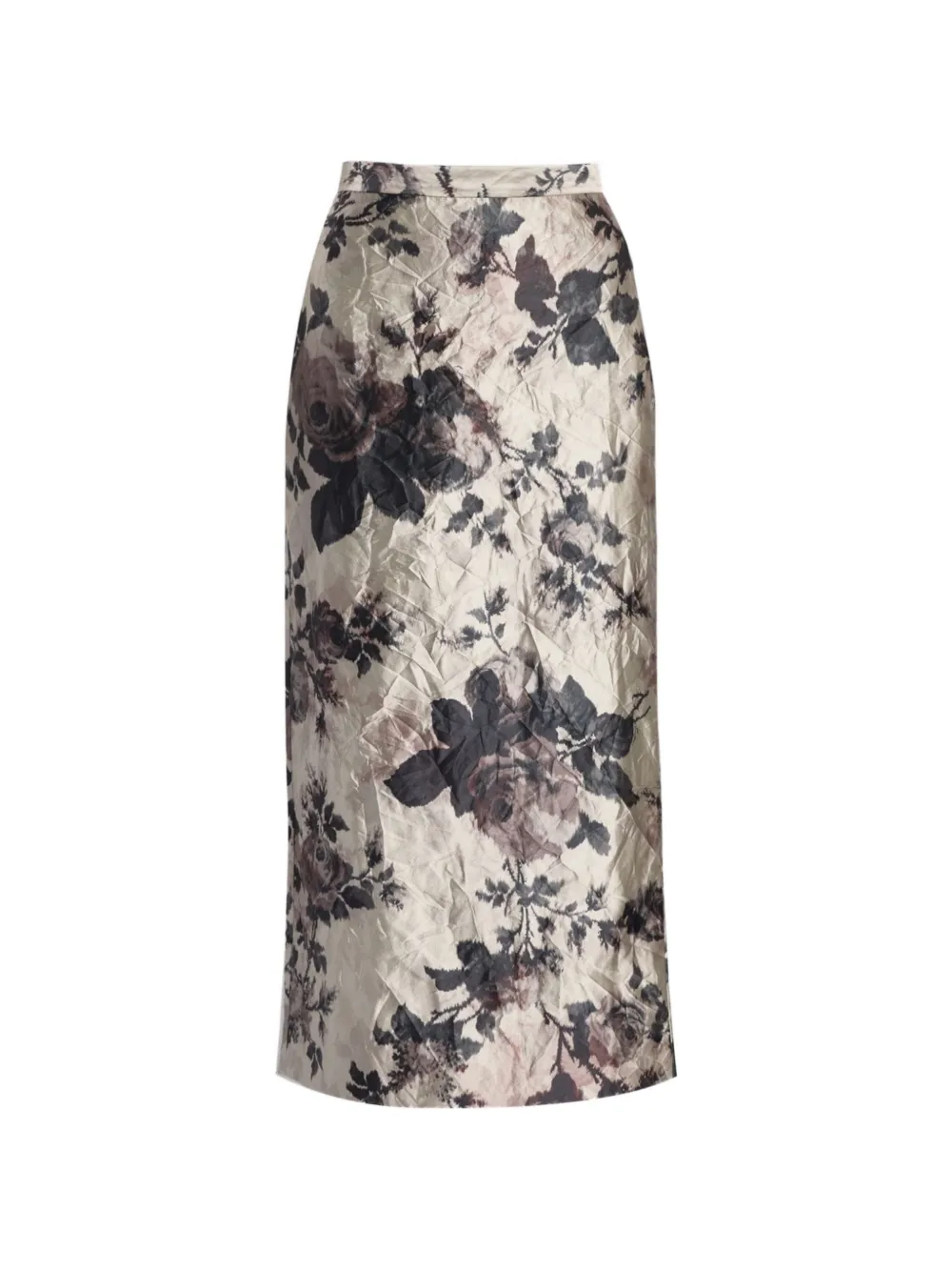 ERDEM floral-print crinkled midi skirt - Toni neutri
