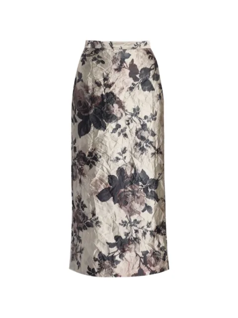 ERDEM floral-print crinkled midi skirt