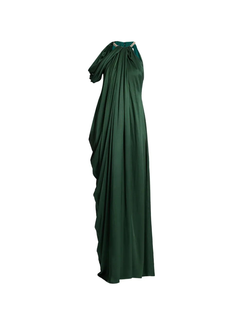 ERDEM seersucker draped gown Groen