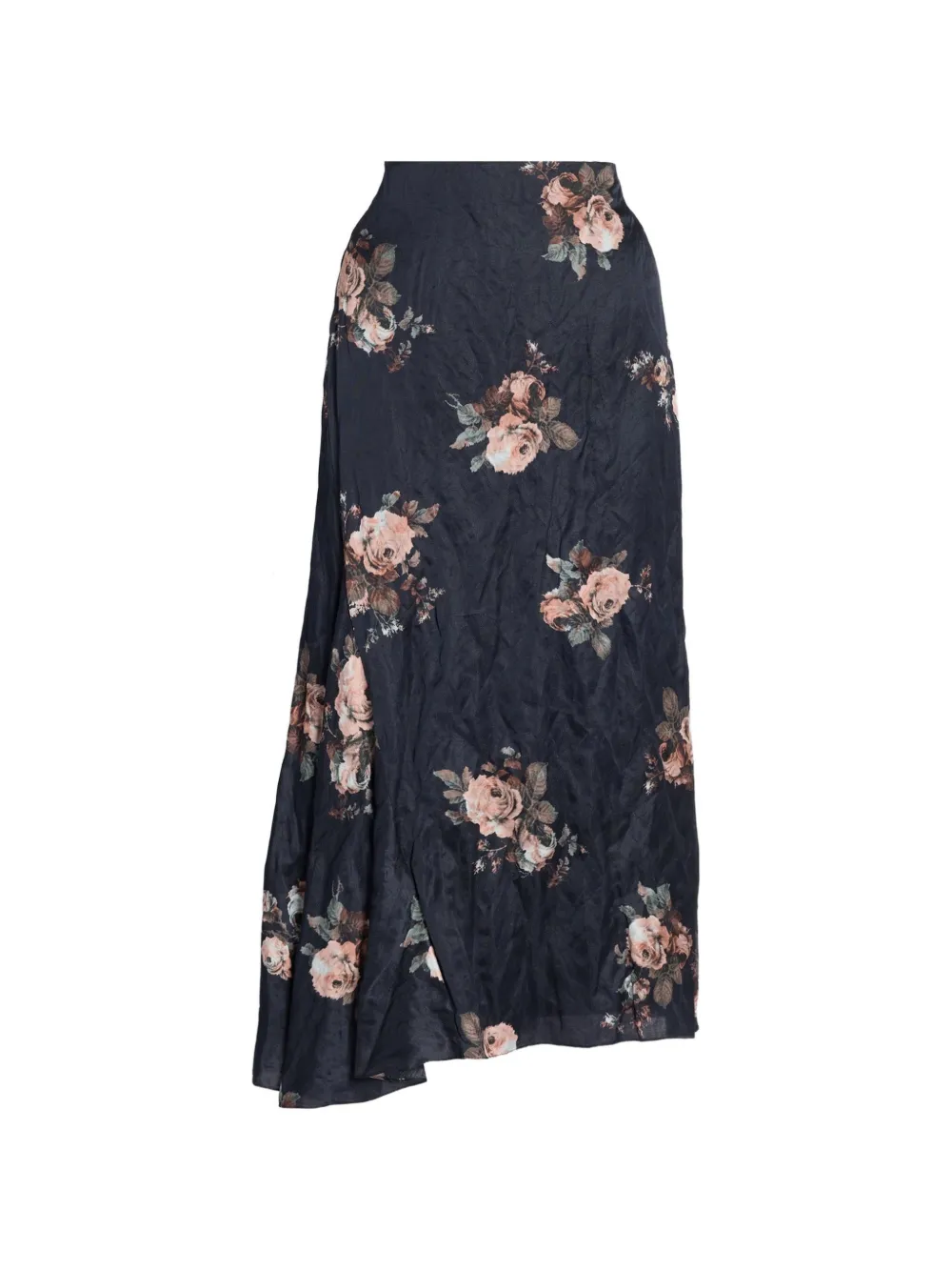 ERDEM floral-print asymmetric midi skirt - Nero