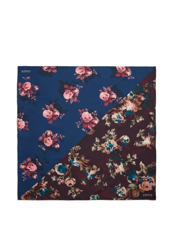 Erdem Floral-print Scarf in Blue