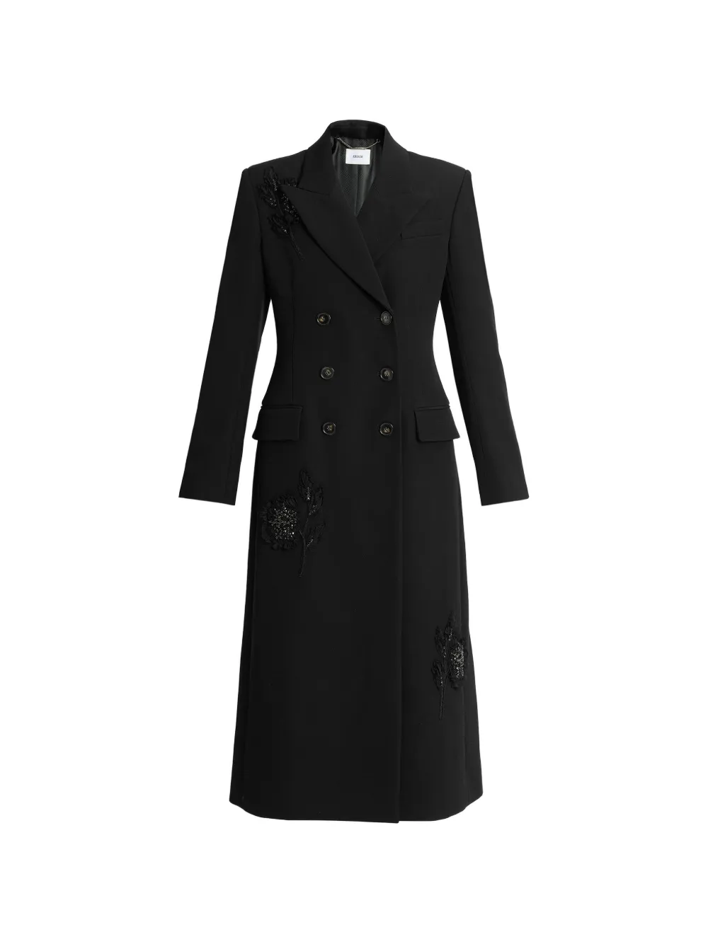 ERDEM embroidered double-breasted coat - Schwarz