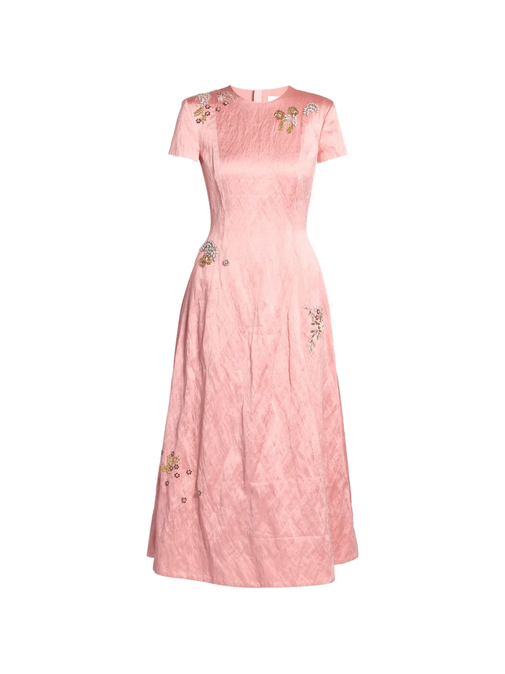 ERDEM floral-embroidery textured midi dress Roze