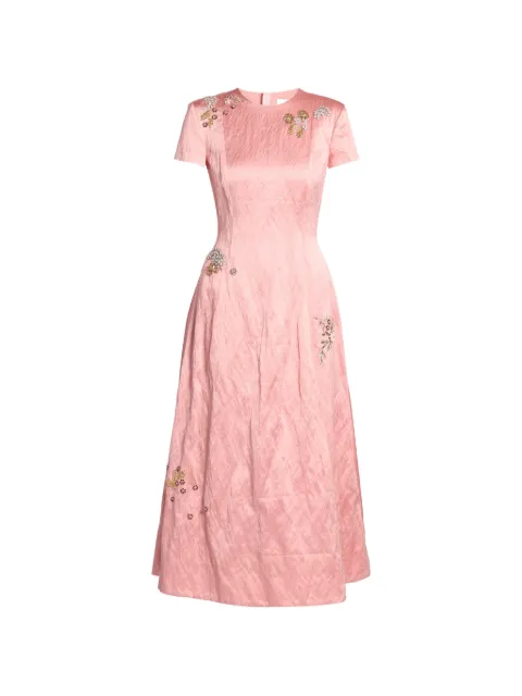 ERDEM floral-embroidery textured midi dress