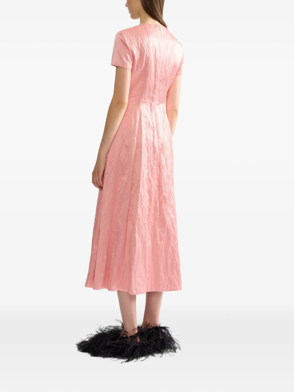 ERDEM floral-embroidery textured midi dress Roze