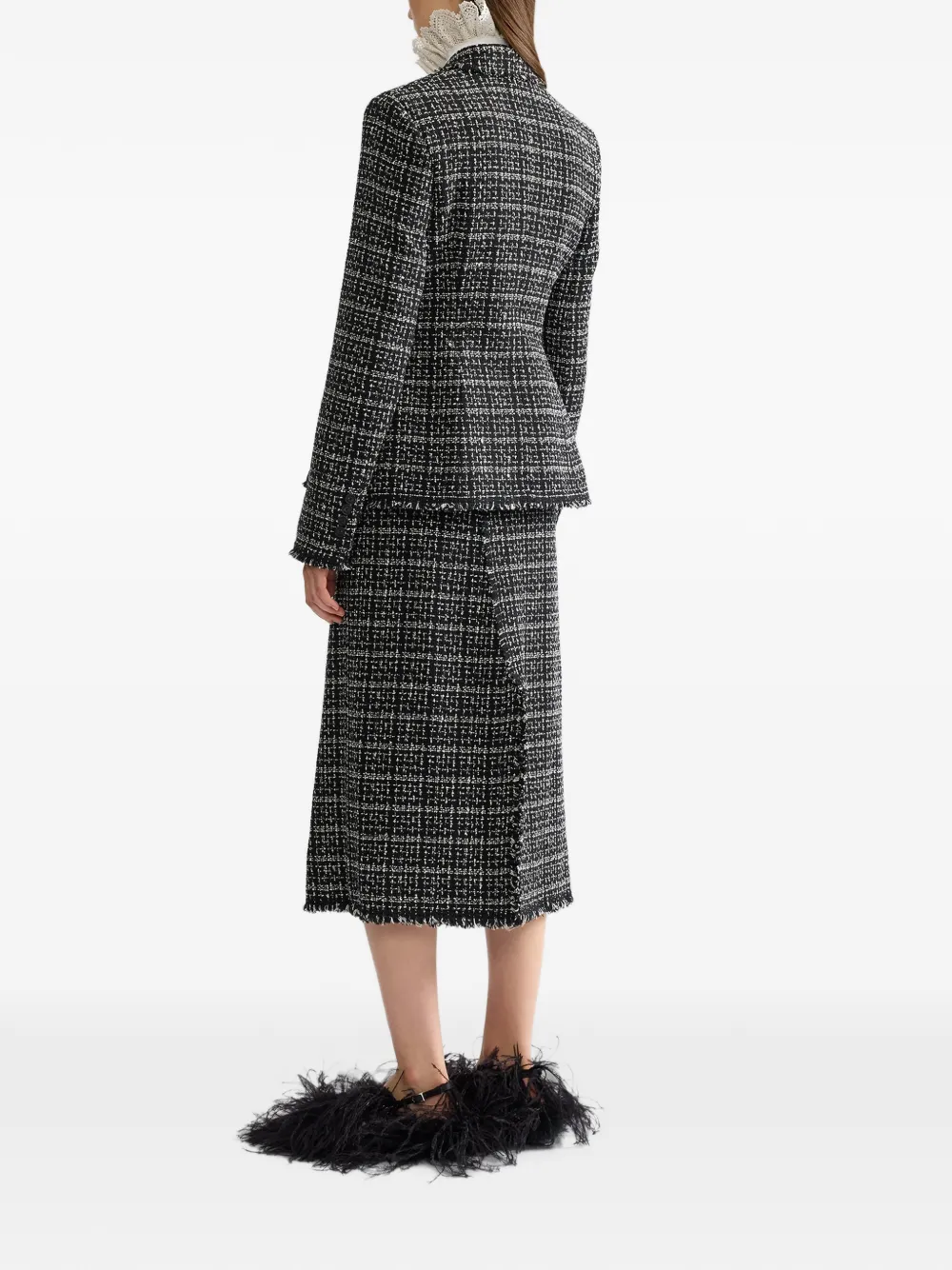 ERDEM tweed single-breasted blazer Zwart