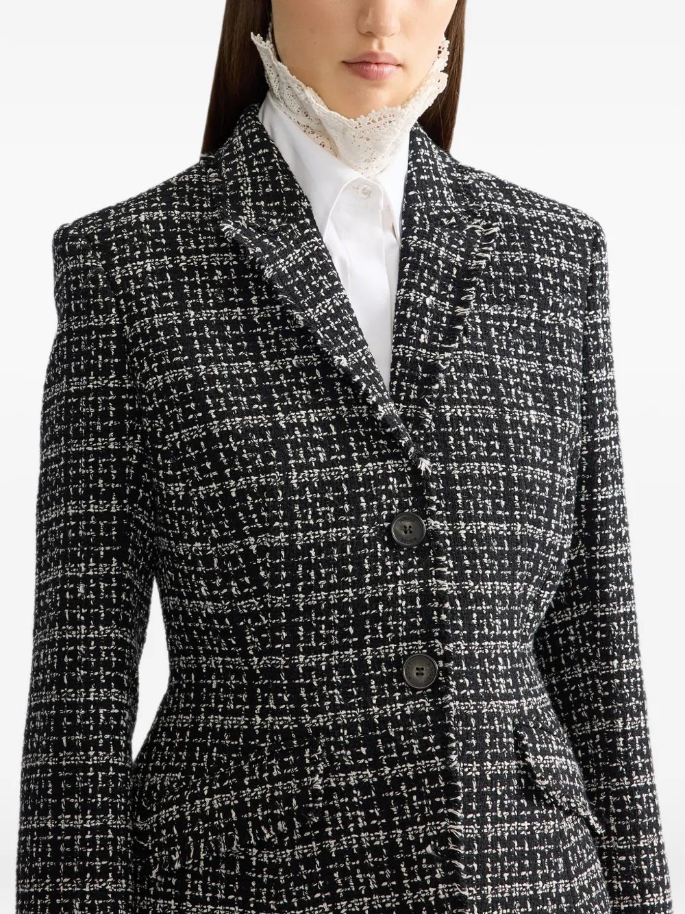 ERDEM tweed single-breasted blazer Zwart