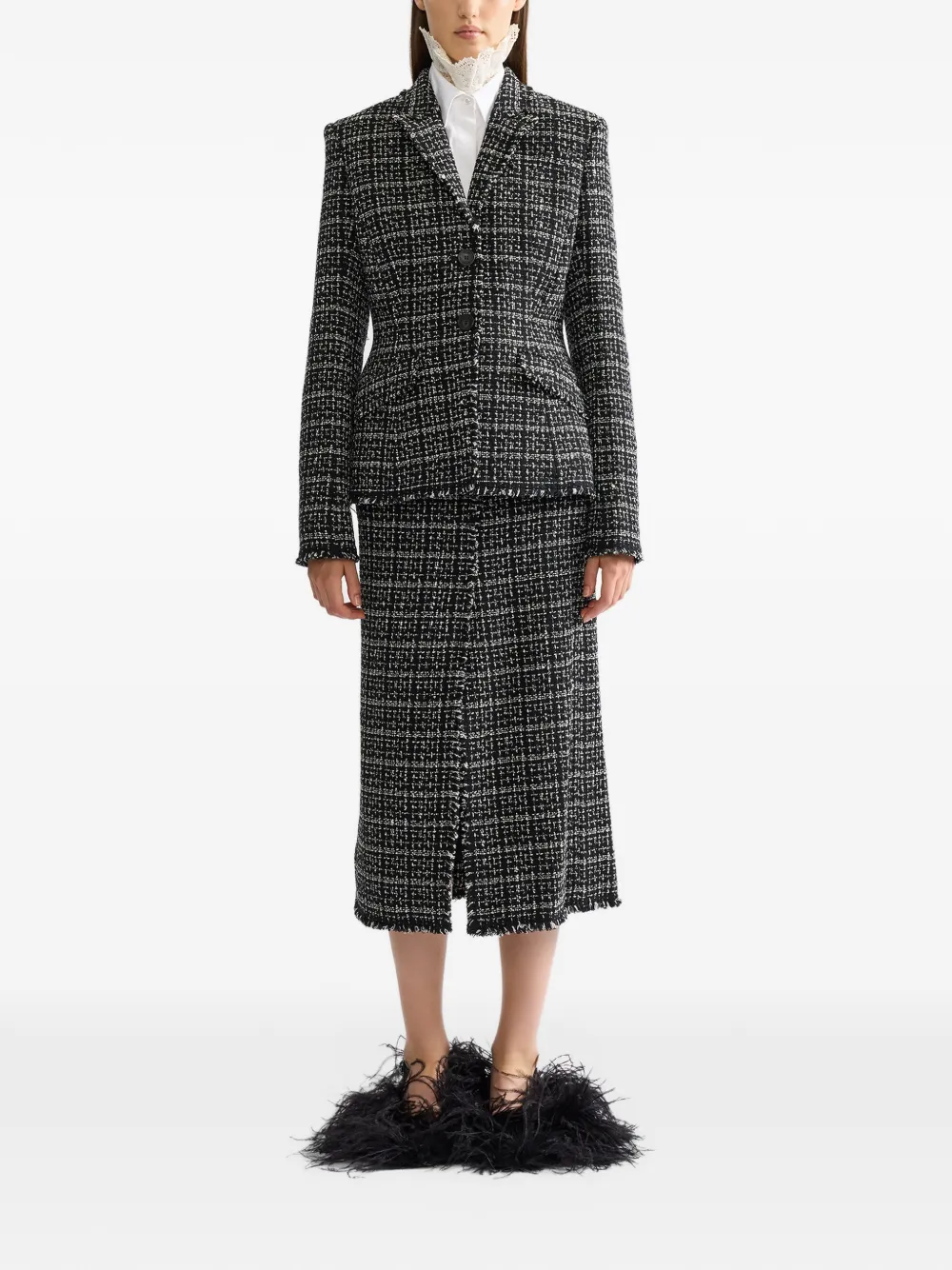 ERDEM tweed single-breasted blazer Zwart
