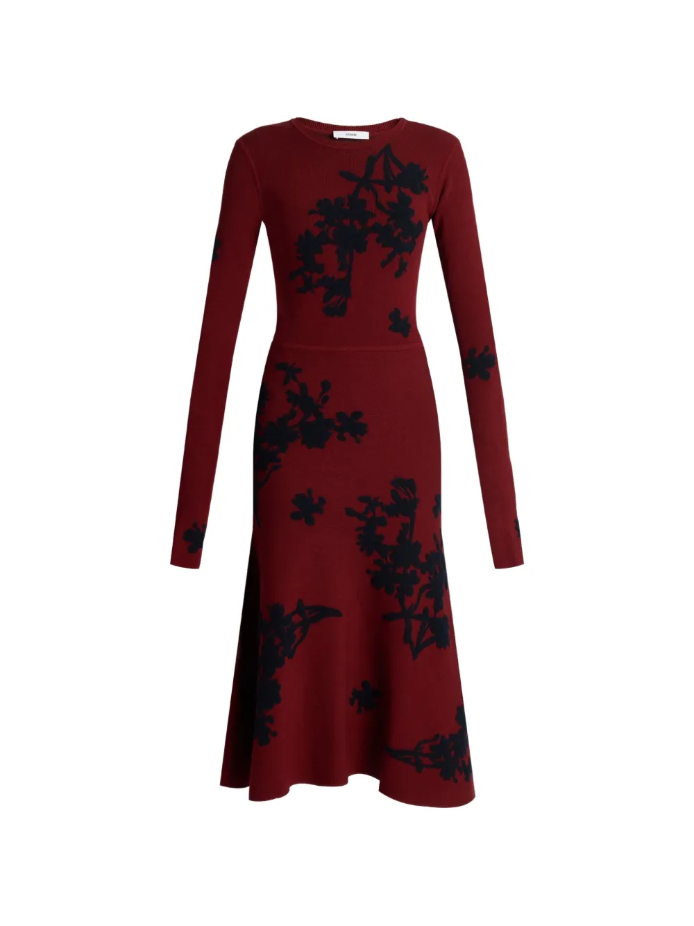 ERDEM jacquard-knit long-sleeve dress - Rosso