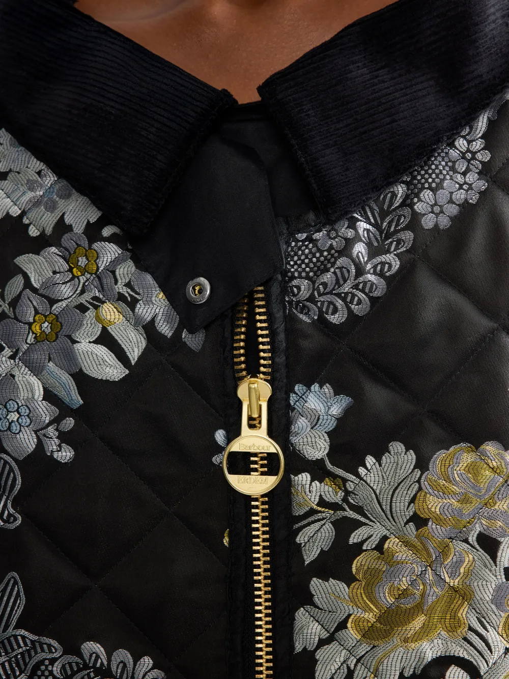 ERDEM X Barbour Patchwork Jacquard Coat in Black, view 5