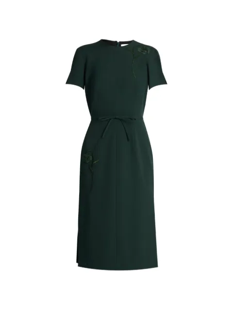 ERDEM floral-embroidered pleated dress