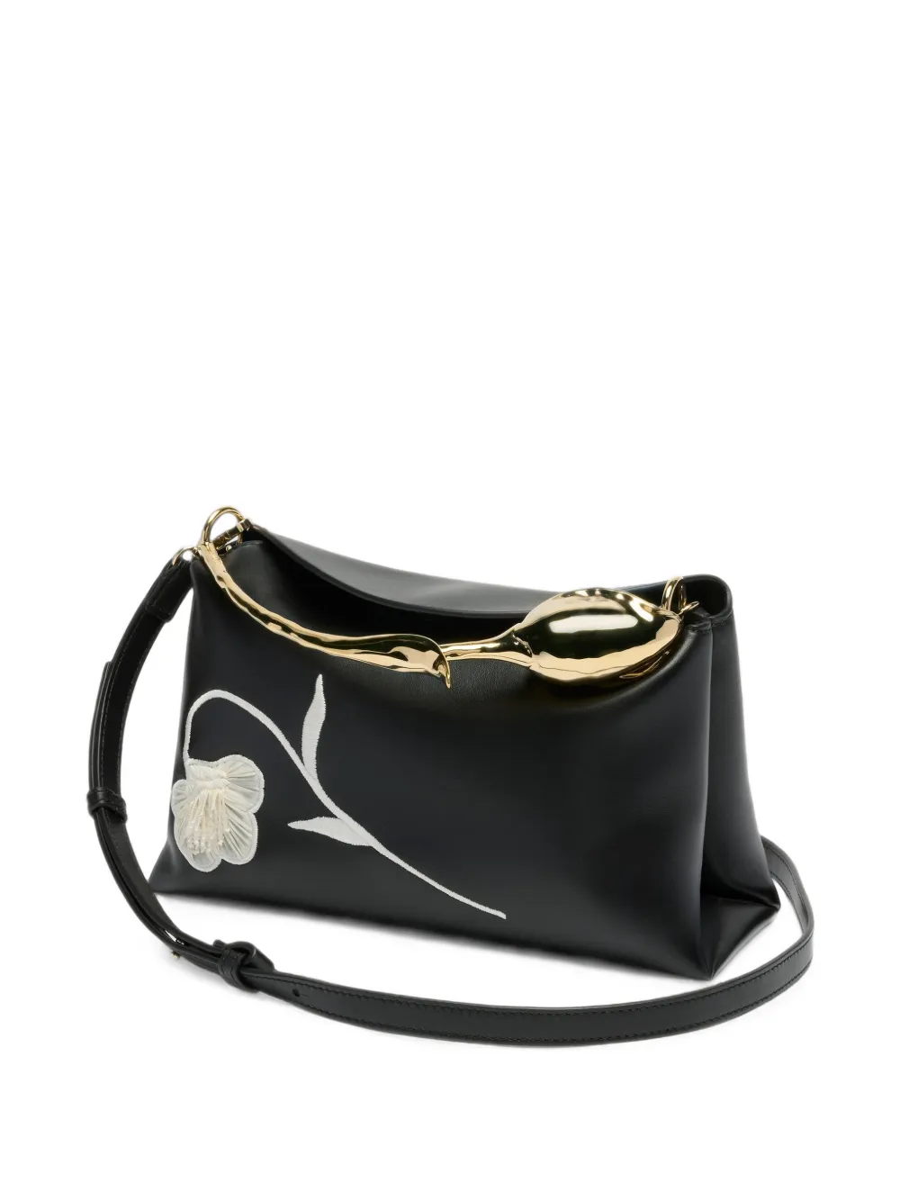 ERDEM medium Bloom leather tote bag Zwart