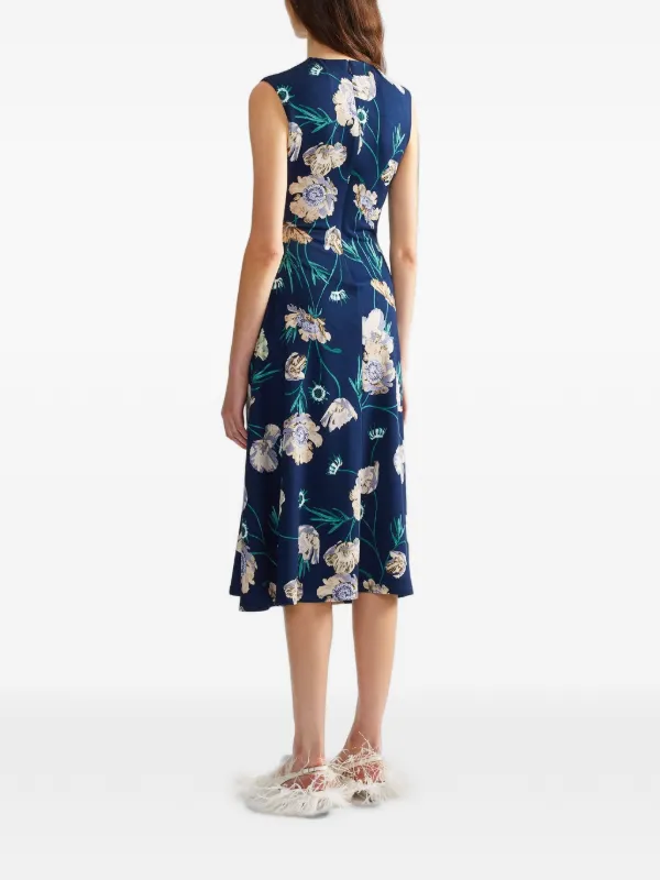 ERDEM floral-print Midi Dress | Blue