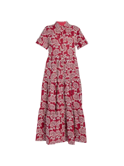ERDEM floral-embroidered tiered midi shirt dress