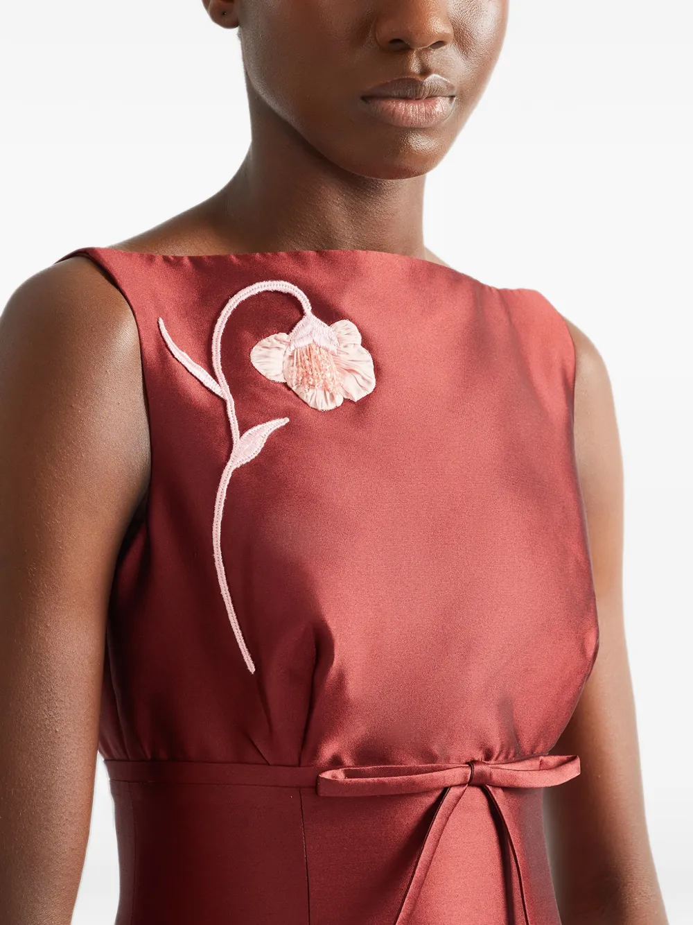 ERDEM embroidered sleeveless midi dress Rood
