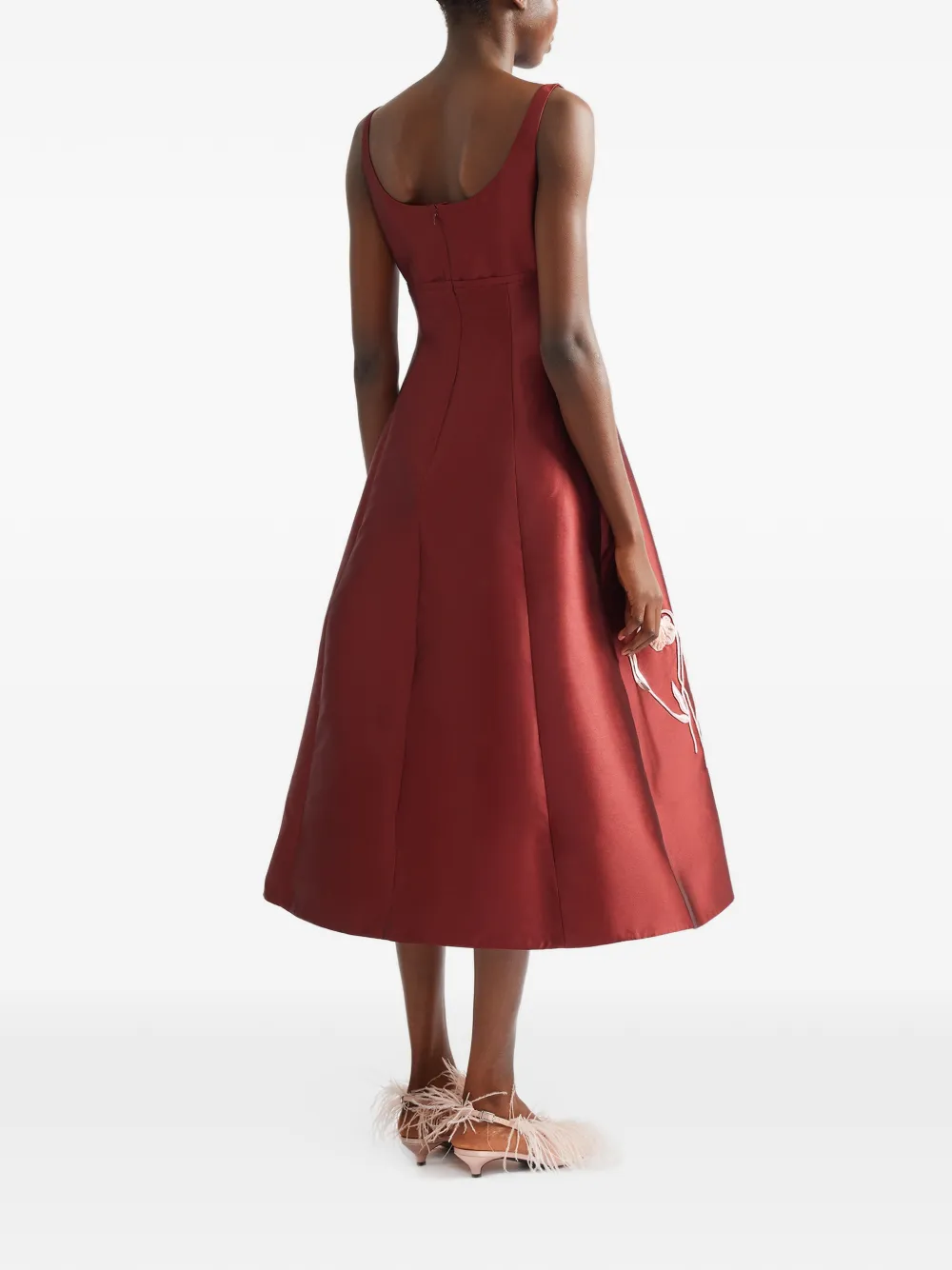 ERDEM embroidered sleeveless midi dress Rood
