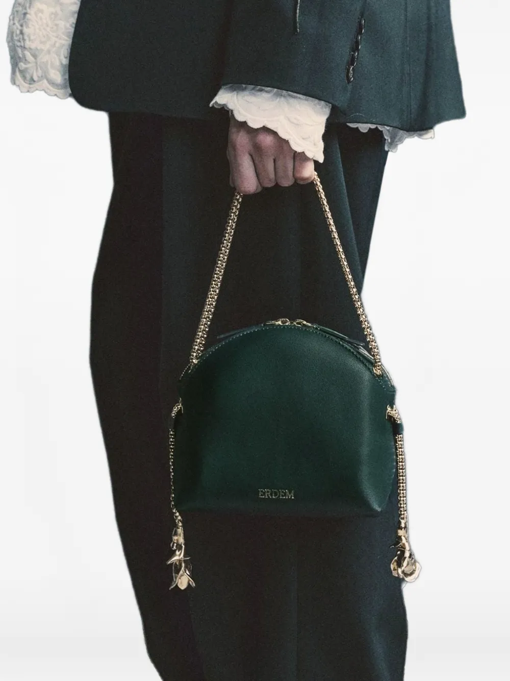 ERDEM Flora Evening leather tote bag - Verde