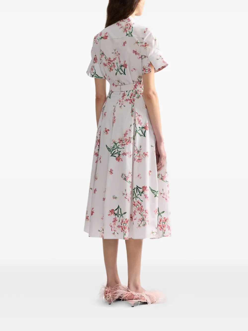 ERDEM Katoenen midi-rok met bloemenprint Wit