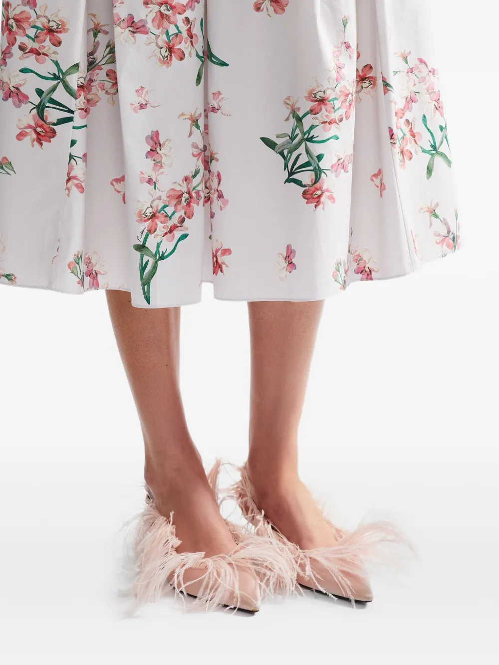 ERDEM Katoenen midi-rok met bloemenprint Wit