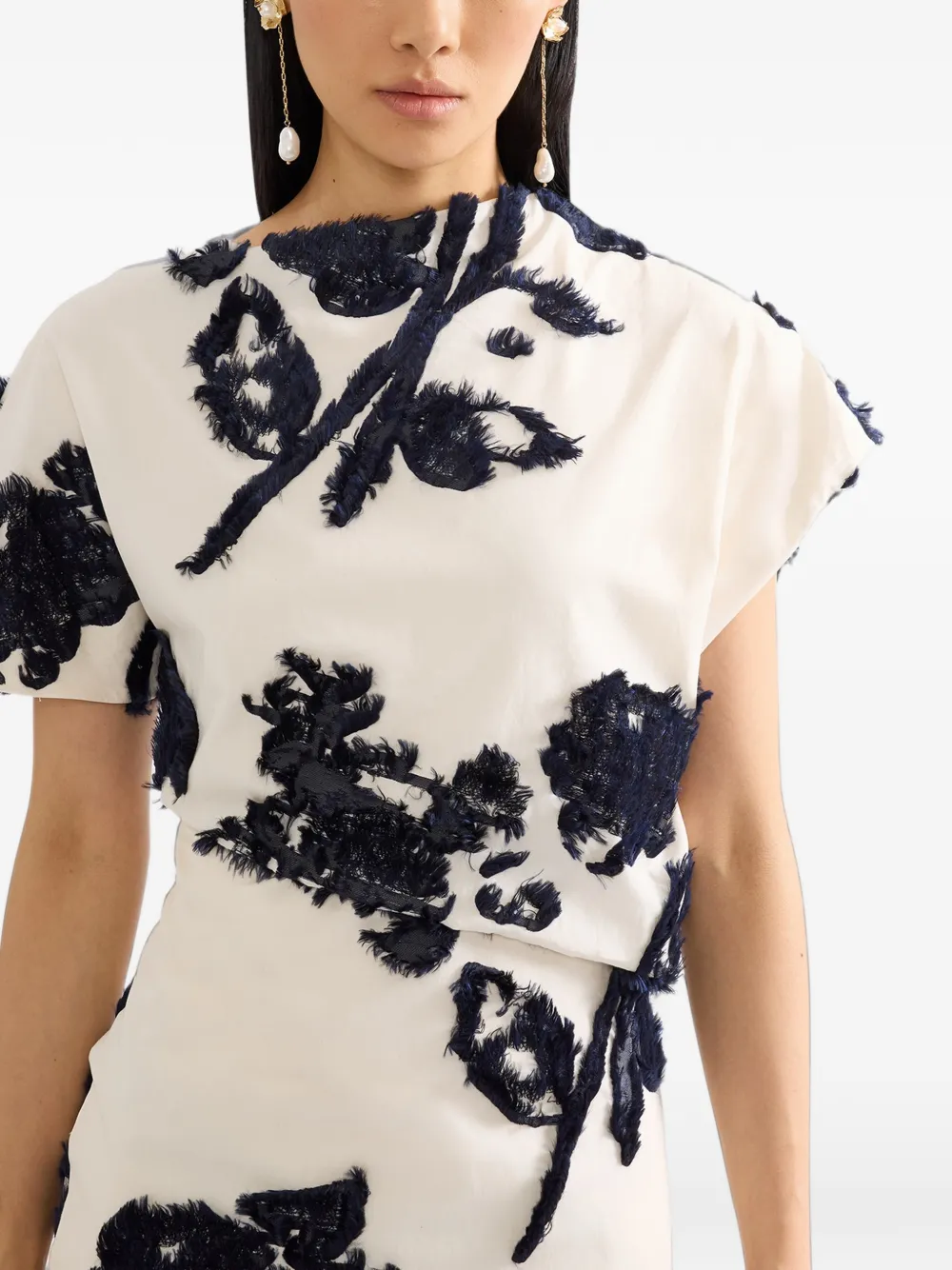 ERDEM fil coupé poplin midi dress Beige